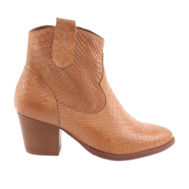 Botas femininas sem isolamento Anabelle 1466 Camel crocodilo castanho