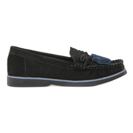 Filippo preto Mocassins de couro com franjas