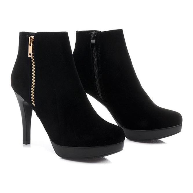 Botas de salto alto J0081-1 Zíper preto