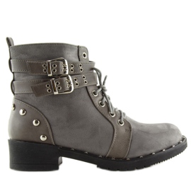 Botas cinza com cordões L3382 cinza