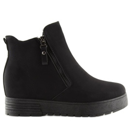Botas pretas em uma cunha oculta SJ657 Preto