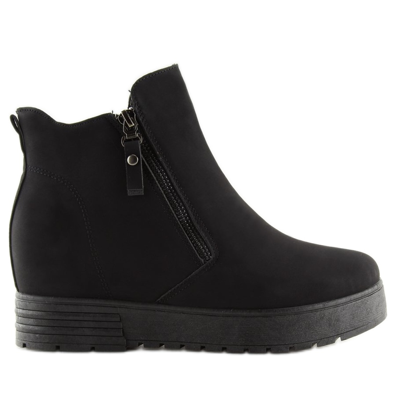 Botas pretas em uma cunha oculta SJ657 Preto