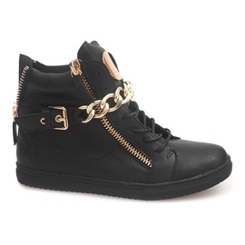 Tênis de cano alto com zíper 3346 preto amarelo