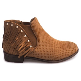 Botas Boho Openwork Fringe 3576 Camel marrom