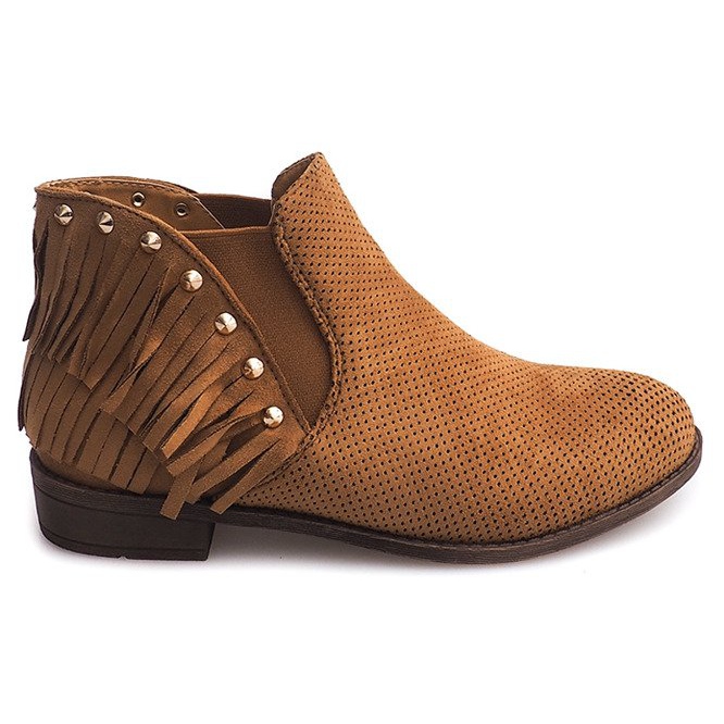 Botas Boho Openwork Fringe 3576 Camel castanho
