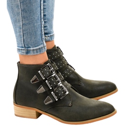 Botas verdes com fivela de zíper A-263