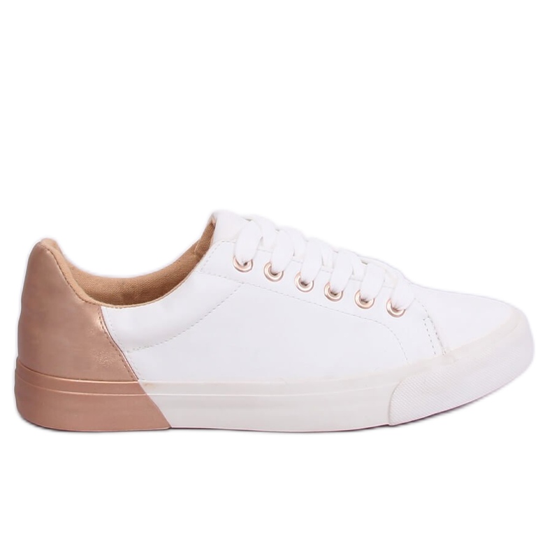 Tênis feminino branco e champanhe A88-29 W-CHAMPAGNE multicolorido
