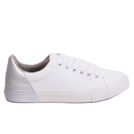 Tênis feminino branco e prata A88-29 W-SILVER cinza