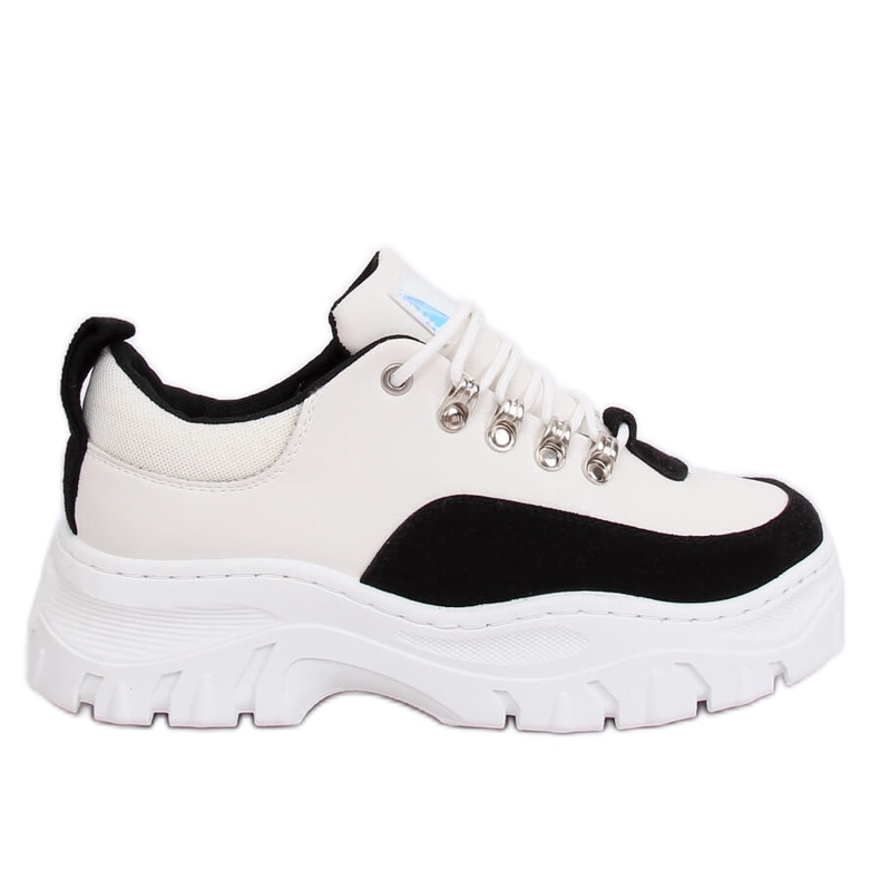 Sapatos de sola alta preto e branco PF5329 Preto