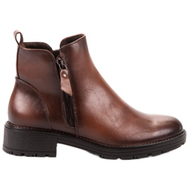 Vinceza Botas de tornozelo baixas com zíper castanho