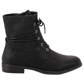 Groto Gogo preto Botas Amarradas na Moda