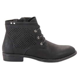 Groto Gogo preto Botas Pretas Abertas