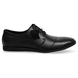 Sapatos de couro com atacadores LJ41 pretos