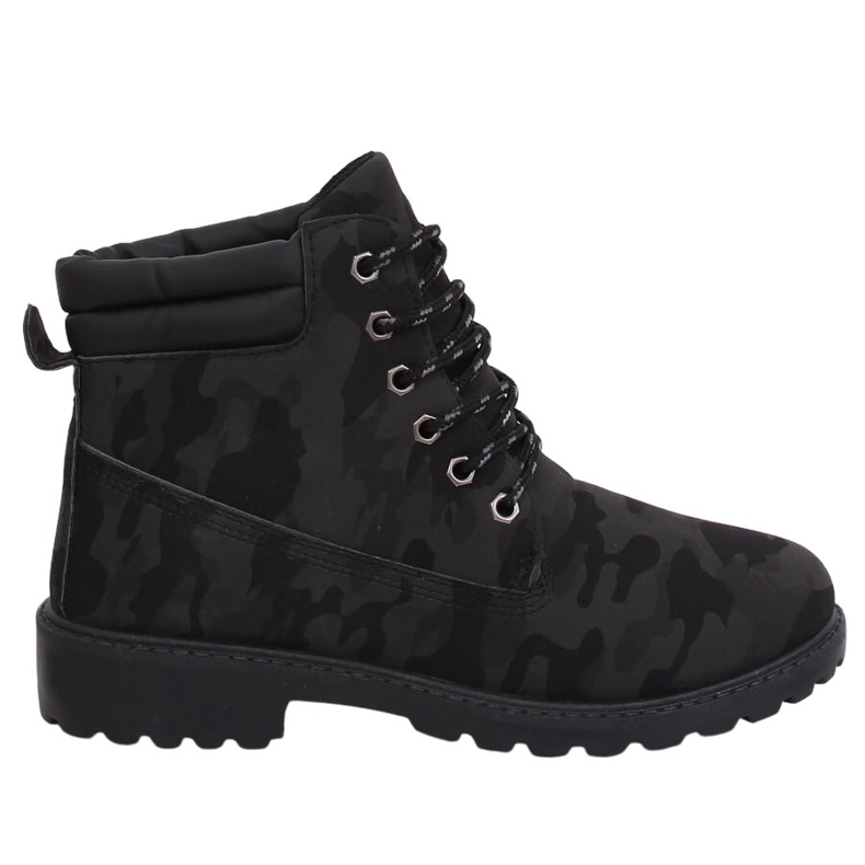 Botas de madeira para camuflagem feminina W-3033 Blackcamuflage preto