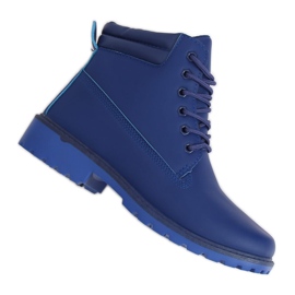 Botas de madeira para mulheres azul marinho W-3033 Blue azul-marinho