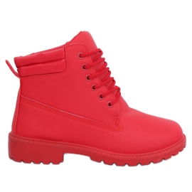 Botas de madeira feminina vermelha W-3033 Vermelho
