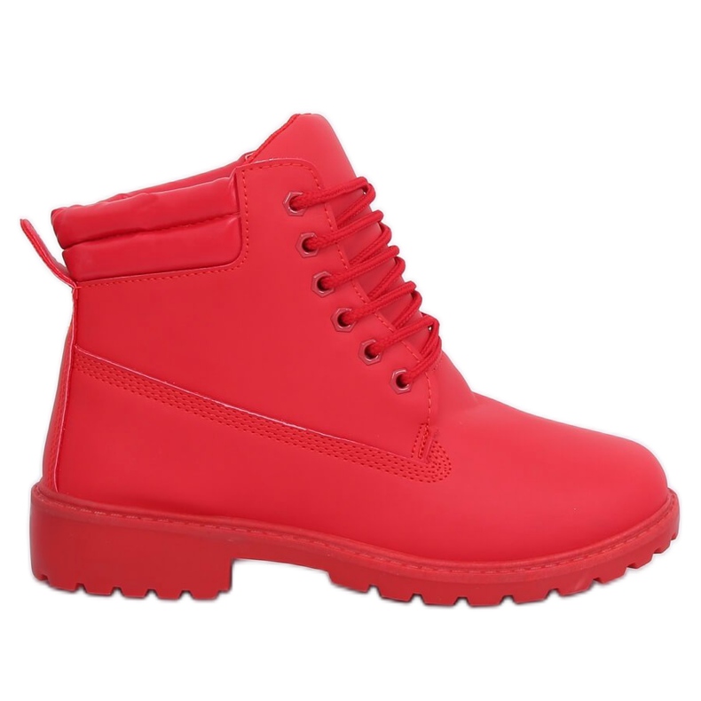 Botas vermelhas femininas de madeira W-3033 Vermelho