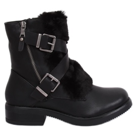 Botas pretas com pêlo preto 1061A-PA Preto