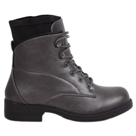 Preto Botas de grafite para mulher, botins 100-901B0-1 Pewter