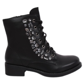 Botas pretas trabalhadas com pedras 0-268 pretas preto