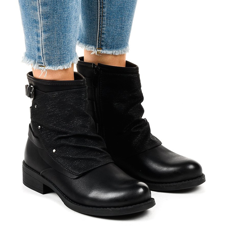 Botas pretas HQ-11 de salto baixo preto