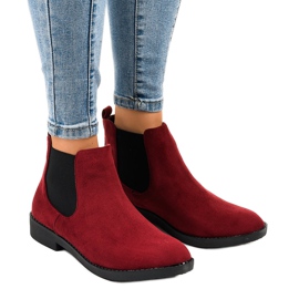 Botas de cano baixo em camurça bordô com elástico L08-155 vermelho Botas de cano baixo em camurça bordô com elástico L08-155 vermelho