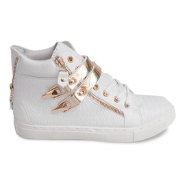 Tênis de cano alto com zíper 1525-2 branco Tênis de cano alto com zíper 1525-2 branco