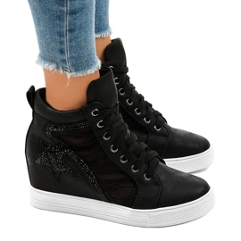 Tênis preto com cunhas amarradas JK-53