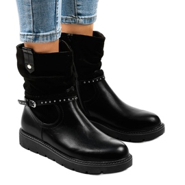 Botins pretos com sola plana T190