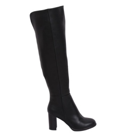 Botas acima do joelho no poste preto F128 Preto