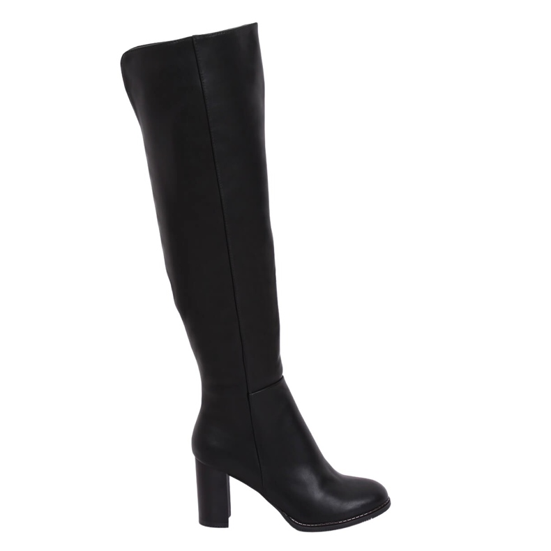 Botas acima do joelho no poste preto F128 Preto