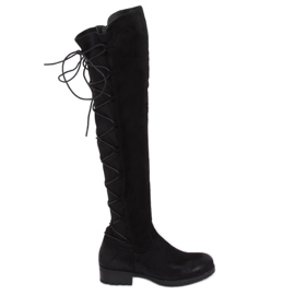 Botas de equitação pretas F2020 pretas com parte superior flexível preto