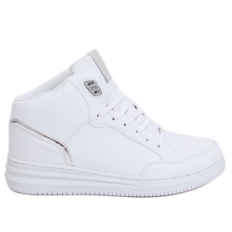 Sapatos esportivos de tornozelo alto branco e prata 107-18 BRANCO / PRATA