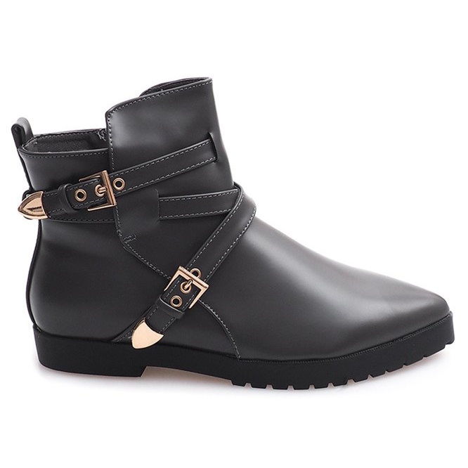 Botas quentes elegantes com fivela cinza HW13
