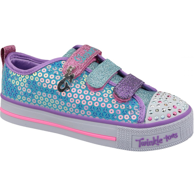 Sapatos azuis Skechers Twinkle Lite Jr 20062L-TQMT azul multicolorido