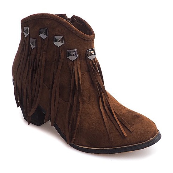 Botas combinadas Fringe Boho 99-105 Camel castanho