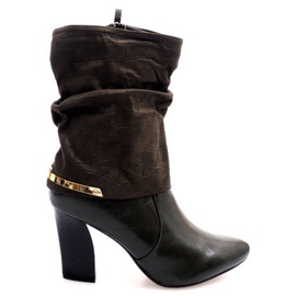 Botas elegantes com fivela em poste 1723 Khaki multicolorido verde