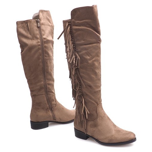 Botas Boho de camurça quente B13H Khaki multicolorido verde