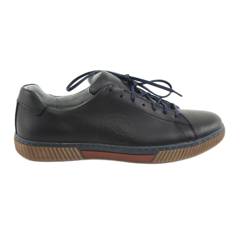 Riko Sapatos de couro masculino 893 azul marinho