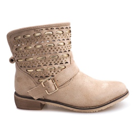 Botas elegantes, sapatos com fivela JN-109 Bege