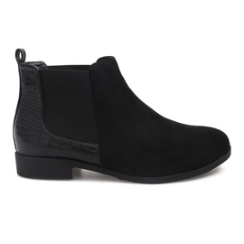 Botas de camurça com elementos de couro 99-225 preto Botas de camurça com elementos de couro 99-225 preto