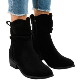 Botins de camurça preta com zíper 3893 preto