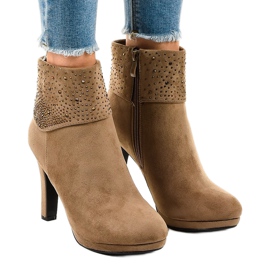 Botins de camurça cáqui no poste SQ15 multicolorido verde