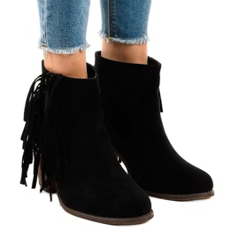 Botas boho de camurça preta no post FY8333 preto
