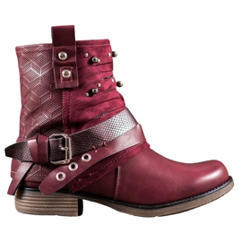 SHELOVET Botas com strass vermelho