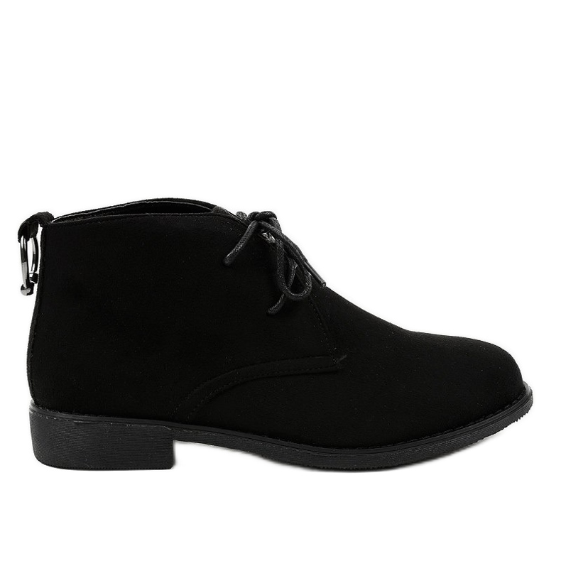 Botins de camurça preta com salto baixo HJ99-94 preto