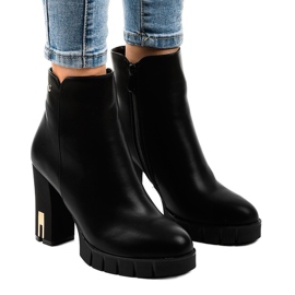 Botins pretos com zíper HX16041-46