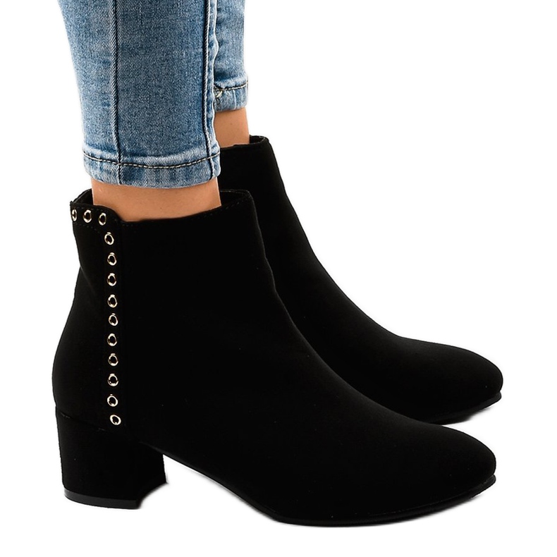 Botins de camurça preta no poste Z179 preto