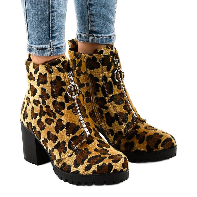 Botas leopardo para mulheres com zíper A273 multicolorido Botas leopardo para mulheres com zíper A273 multicolorido