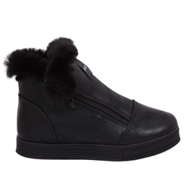 Tênis de cano alto preto com pele W19-29 Preto